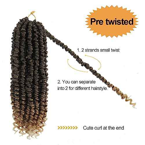 Passion Twist Hair 8 Inch 9packs Passion Twist Crochet Hair for Black Women,Pre twisted Crochet Passion Twist Hair With Curly Ends T27