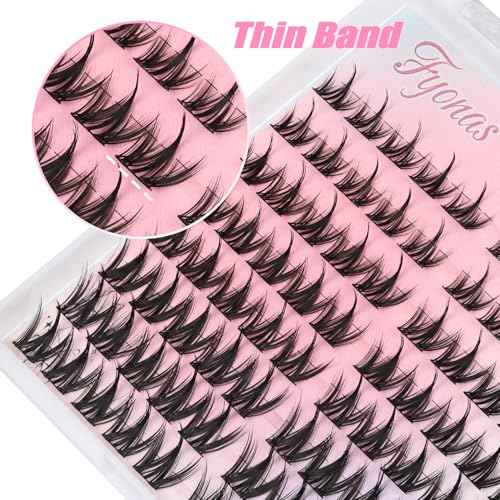 Manga Lash Clusters Kit Natural Eyelash Clusters Spiky Lash Extension Kit 80Pcs Anime Cluster Eyelash Extensions with Waterproof White Lash Glue and Tweezers DIY at Home (Cutey Kit-B)