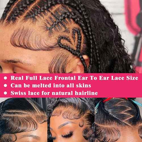 Deep Wave Lace Front Wigs Human Hair 13x6 Hd Lace Front Wig 180% Density For Women Wet And Wavy Wig Pre Plucked With Baby Hair 13x6 Deep Curly Frontal Wig Natural Black Tangle Free 24 Inch