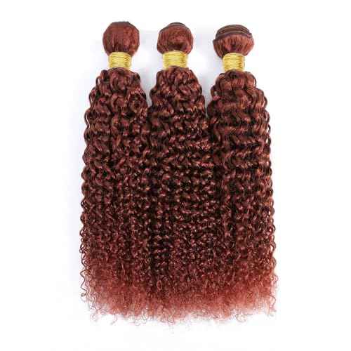 Copper Red Kinky Curly Bundles Reddish Brown Bundles Human Hair 30 30 30 inch Unprocessed Brazilian Virgin Color 33 Kinky Curly Human Hair Extensions