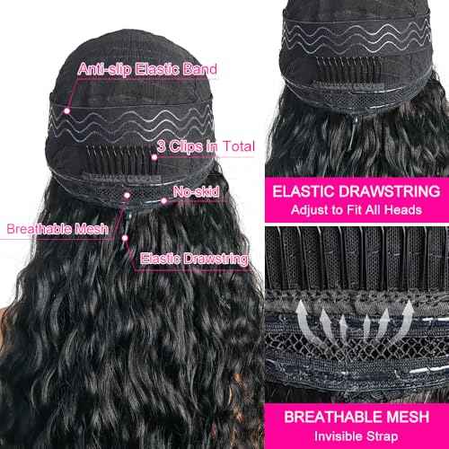 Hidden Strap Deep Wave 5x5 HD Lace Closure Wigs Human Hair Invisible Strap Pre Plucked Pre Cut Bleached Konts Glueless Wigs Human Hair 180% Denisty Deep Curly Closure Wigs with Drawstring 22 inch