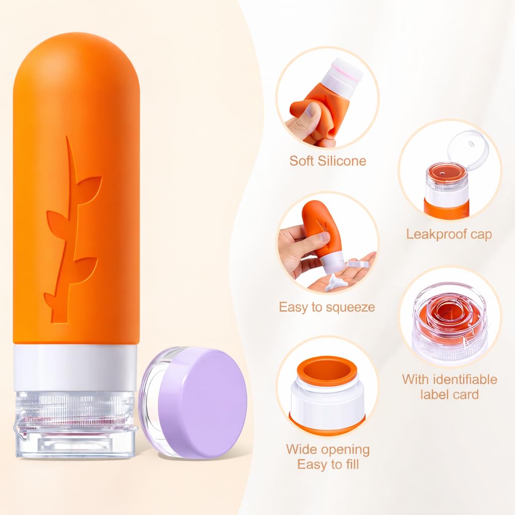 Travel Toiletry Containers - 18-Pack TSA Approved Travel Bottles & Jars for Essentials | Leak-Proof & Compact