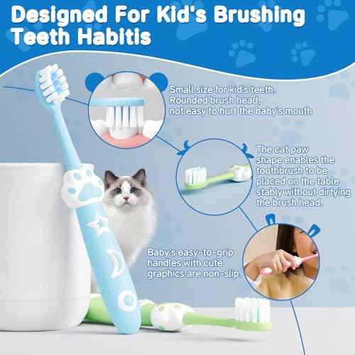 8 Pack Kids Toothbrushes Extra Soft Toddler Toothbrush 2-8 Years Children Manual Toothbrushes for Clean Teeth Cute Kid Toothbrushes Make Your Toddler Love Brushing Teeth