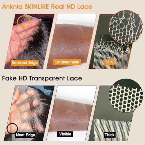 5x5 SKINLIKE HD Lace Closure, Invisible HD Lace Closure Single Knot Pre-Plucked Natural Hairline Brazilian Human Hair Closure Natural Black Color (18 Inch)
