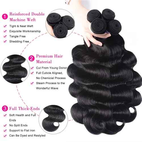 12A Human Hair Bundles 14 16 18 20 Inch Body Wave Bundles Human Hair Extensions 400g Unprocessed Brazilian Virgin Body Wave 4 Pieces Deals Brazilian Quick Weave Natural Black Wavy Extensions