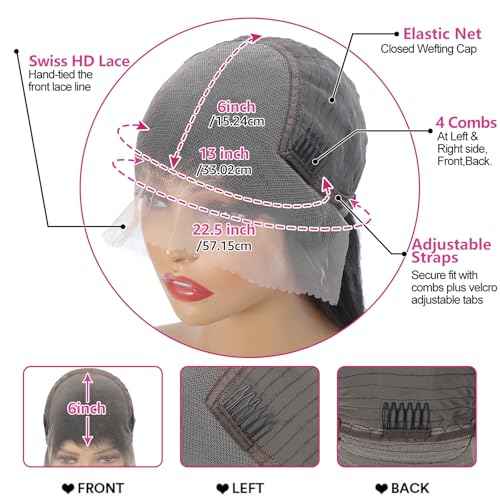 13x6 Body Wave Lace Front Wigs Human Hair Pre Plucked 200 Density HD Transparent Lace Frontal Wigs Human Hair for Women 26 Inch Glueless Wigs with Baby Hair