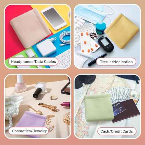 7.09¡Èx5.51¡È Small Pouches for Purse, 4PCS Cute Magnetic Mini Makeup Bag, Purse Organizers for Inside Large Storages, Organize Cosmetic, Lipstick, Jewelry,Coins in Women's Handbag