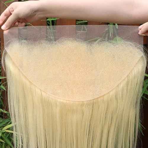 613 Frontal Straight 13x6 Transparent HD Lace Frontal Closure 12A Brazilian Virgin Remy Hair Free Part Ear to Ear Blonde Frontal Human Hair For Women Pre Plucked With Baby Hair 150% 14 Inch
