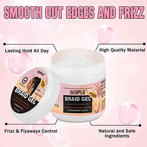 16oz Big Capacity Braid Gel Good for Twist, Locs, Braids, Edge No Flake Extra Hold High Shine Braiding Gel & Edge Control, Loc Gel Long Lasting for Locks, Cornrows Smooths & Tames Frizz