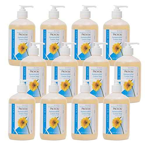 Provon Antimicrobial Lotion Soap with 0.3% PCMX, Pleasant Fragrance, 16 fl oz Counter Top Pump Bottle (Pack of 12) - 4303-12