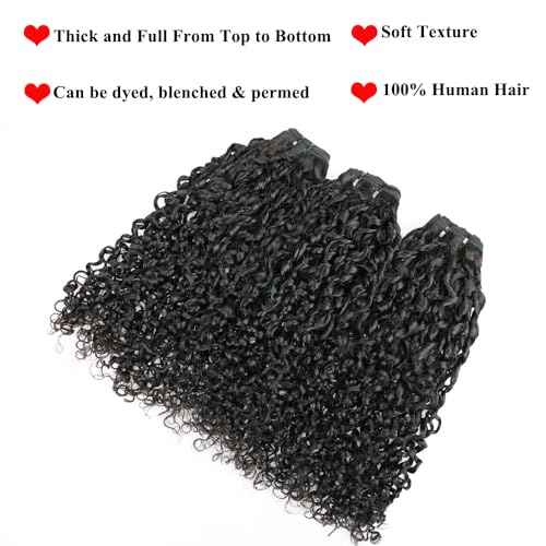 16A Double Weft Pixie Bouncy Curly Human Hair Bundles 16 18 20 Inchs Burmese Curly Human Hair Bundles 3C4A 100% Unprocessed Brazilian Raw Virgin Hair Extensions Quick Weave Extensions Natural Color