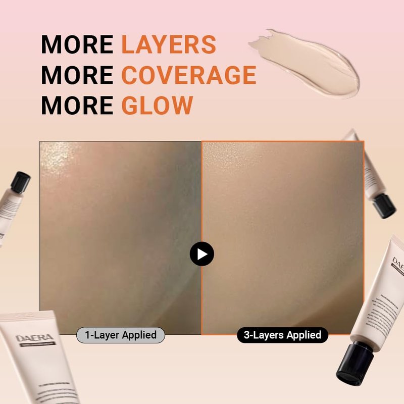 DAERA Full Coverage BB Cream Tinted Moisturizer Foundation, Flawless Glass Skin Makeup, Instant Radiance for Uneven Skin, Long Lasting Lightweight Hydrating, Self Adjusting Shade (Neutral), 1.35 fl oz