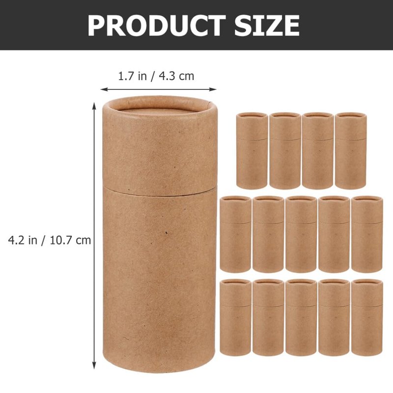 Healvian 15Pcs Round Kraft Gift Boxes 4.21X1.69 Inch Packaging Tubes with Lids for Essential Oil Bottle Wrapping Tea Leaf Jar Storage Multipurpose Paper Gift Containers