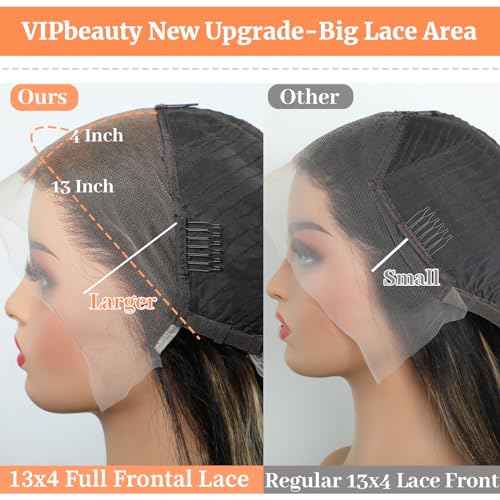 13x4 Full Lace Frontal Wigs Human Hair Ombre Wig 1B/27 HD Lace Front Wigs Pre Plucked 180% Density Body Wave Human Hair Wig Bleached Knots Full Lace Front Wigs for Black Women 18 Inch