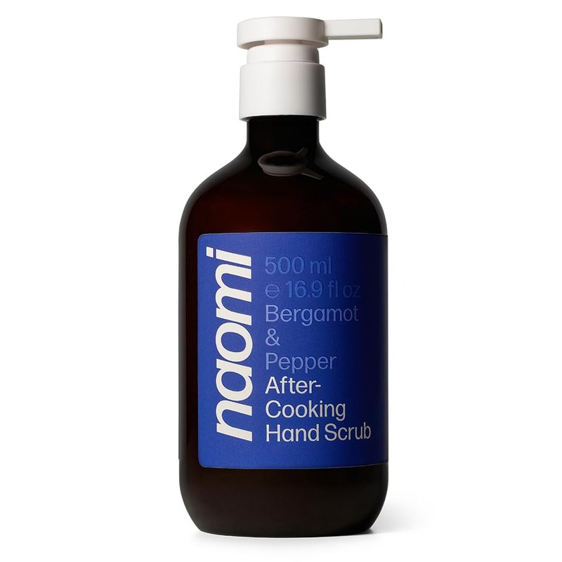 Naomi After-Cooking Hand Scrub | Odor Neutralizing Exfoliating Hand Wash for Kitchen | Removes Garlic Seafood Smells | Gentle Non-Drying Jojoba Pumice Hand Soap (Bergamot & Pepper)