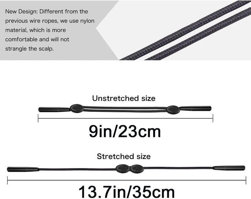 Festty Eyeglasses Strap - Adjustable Sports Lanyard for Kids & Adults | 3-Pack, Black