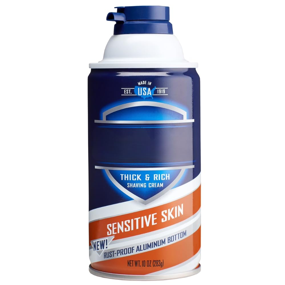 Sensitive Skin Thick & Rich Shaving Cream for Men, Smooth Glide Formula for Comfortable Shave, Helps Reduce Razor Drag, Easy Rinse, 10 oz