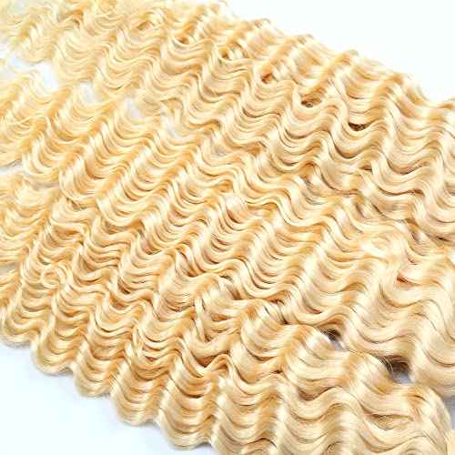 34 34 34 Inch 613 Bundles Human Hair Blonde Deep Wave Bundle Unprocessed Virgin Remy Hair 3 Bundles 613 Deep Wave Bundle Hair Weave