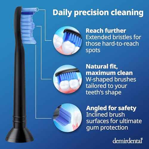 Replacement Heads - Compatible with Philips Sonicare Replacement Heads - Medium Replacement Toothbrush Head - Replaces HX6015/03 SimplyClean Toothbrush Heads - Black - 8 Pack