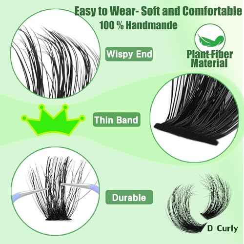 Lash Clusters Kit 14-24mm 180D Volume Clusters Eyelash Extensions 240Pcs Wispy Lashes Waterproof Individual Thick DIY Lashes Extension Kit with Lash Bond & Seal Tweezers, Replacement for Kmilro