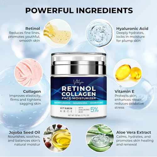 Face Moisturizer for Aging Skin: Wrinkle Cream for Older Women and Men 50 and 60 plus with Retinol, Collagen and Hyaluronic Acid ? Facial Moisturizer for Mature Skin, 1.7 fl. Oz (Medium, Unscented)