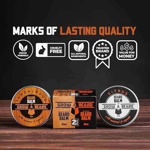 Beard Balm for Men, 2oz Sandalwood & 2oz Citrus Scent, w/Jojoba Oil & Shea Butter, Styling Cream for Men, Moisturizer & Softener, Beard Care Leave in Conditioner (2 Pack)