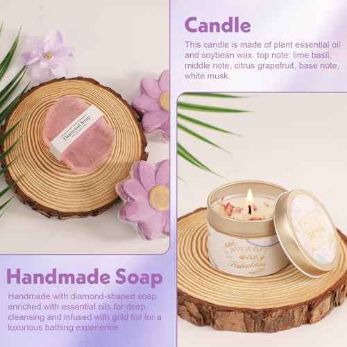 Luxury Spa Gift Basket for Women Self Care Gifts for Women Get Well Gifts With Bath Salts,Blanket Relaxing Gifts for Mom Girlfriend Wife Daughter Perfect For Mother's Day (Purple)