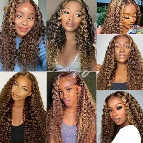 28 30 32 inch P4/27 Human Hair Bundles Ombre Highlight Water Wave Bundles Honey Brown Human Hair Bundle Blonde and Brown Color