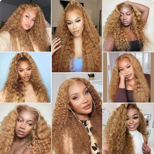 Blonde Deep Wave Human Hair Bundles 10 12 14 Inch Deep Wave Bundles Human Hair Extensions Double Weft Weave for Women 27 Color