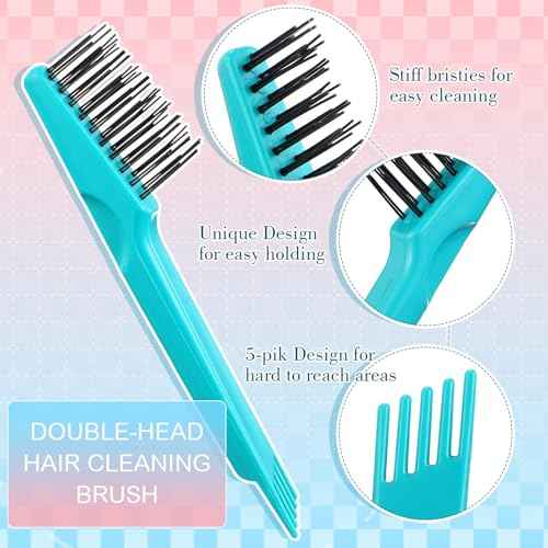 Boao 4 Pcs Hair Brush Cleaning Set Tool Mini Hair Cleaning Brush Cleaner Tool for Removing Dust Home Salon Use(Green)