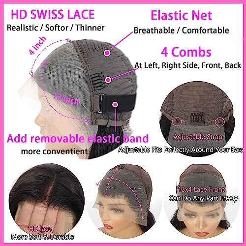 12 inch Water Wave Human Hair Deep Curly Short Bob Lace Front Wigs 13x4 Transparent Lace Frontal Wigs for Black Women Glueless Wet and Wavy Lace Front Wigs Human Hair