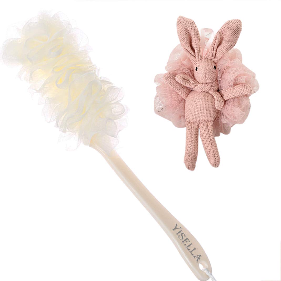 Yisella Loofah Back Scrubber for Shower + Large Lofa Body Sponges Exfoliating