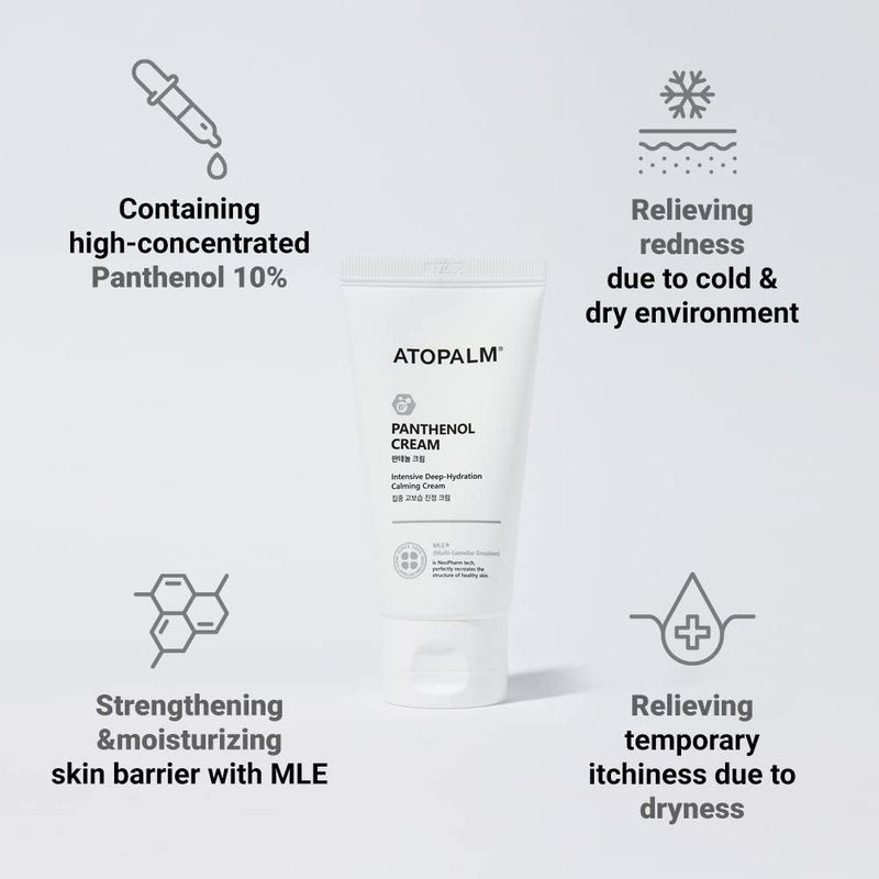 ATOPALM Panthenol Cream, Deep Hydration Face Moisturizer for Itch Relief, Sensitive Dry Skin Itch Relief Calming Cream with Panthenol, Strengthening Skin Barrier, MLE, 2.7 Fl. Oz., 80ml