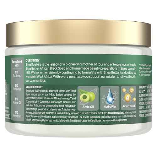 SheaMoisture Bond Repair Masque Amla Oil Deeply Moisturizes and Visibly Repairs Damage with Hydroplex Technology and Amla Oil for Stronger Hair with Restorative HydroPlex Infusion 11 oz