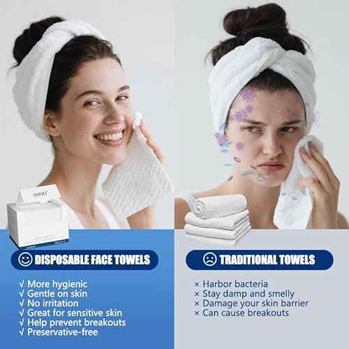 Disposable Face Towels 10"¡¿12" Makeup Remover and Clean Soft and Thick Dry Wipes Facial Tissue XL Towelettes 50 Count