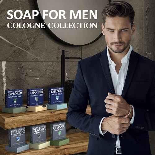 NATURAL AMERICAN Men¡¯s Bar Soap ? Mens Cologne Scents, 100% All Natural, Essential Oils, Organic Shea Butter, No Harmful Chemicals ? (6pk) Soap for a Man - USA Handmade ? 5 oz