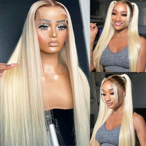 Benafee Ombre Blonde Human Hair Lace Front Wigs for Black Women 1B613 Colored 13x4 Lace Frontal Glueless Wigs Pre Plucked with Baby Hair 180% Density Brazilian Virgin Remy Hair Bleached Knots 16 Inch