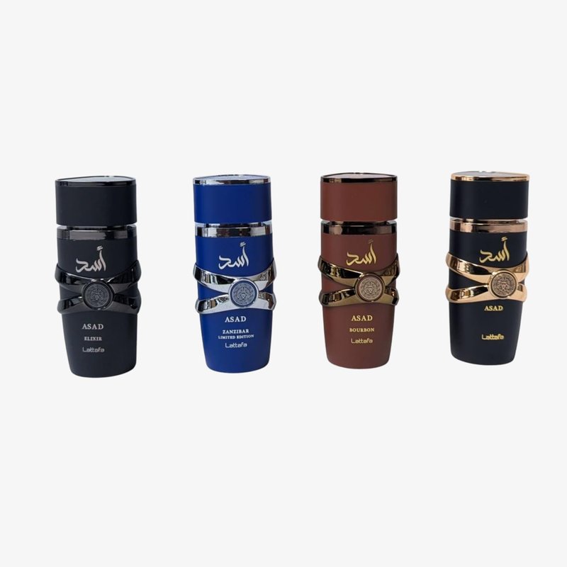Lattafa Asad Men's Oriental Fragrance Gift Set - 4-Piece Collection | Elixir, Bourbon & Zanzibar Scents