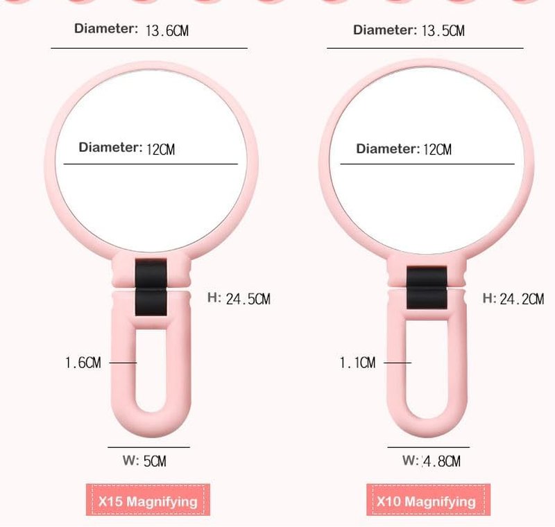 Skiennix 15X Handheld Magnifying Mirror - Adjustable Double-Sided Design for Travel & Makeup