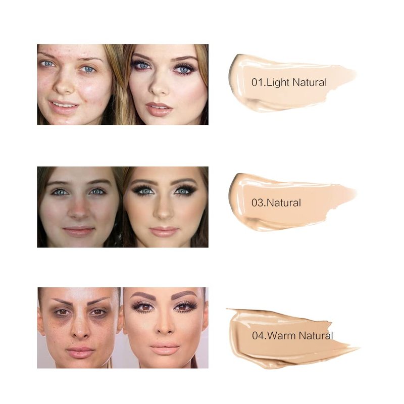 3 Pack Pro Full Cover Liquid Concealer, Waterproof Smooth Matte Flawless Finish Creamy Concealer Foundation for Eye Dark Circles Spot Face Concealer Makeup, Size:3×6ml/0.20Fl Oz, Natural