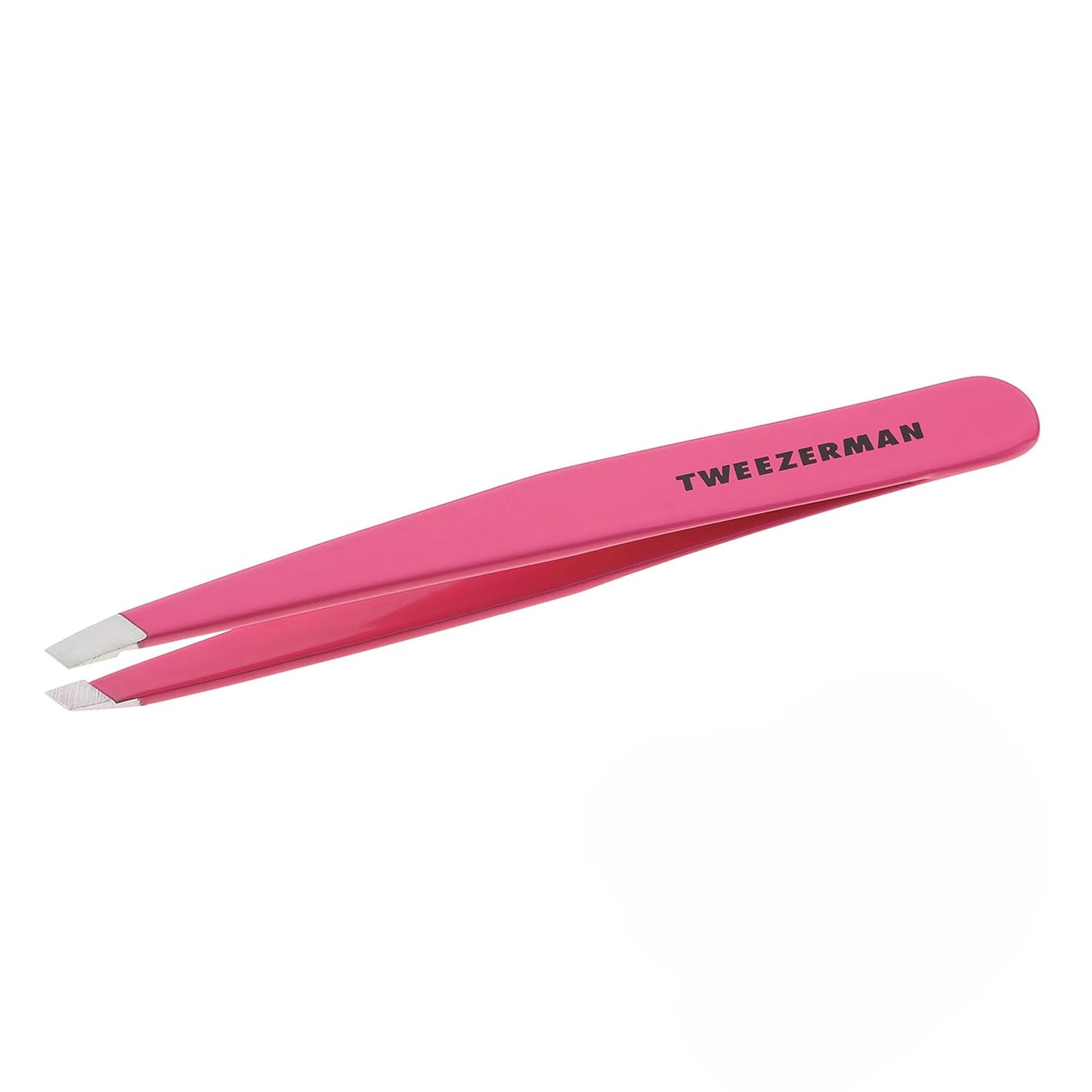 Tweezerman Stainless Steel Slant Tweezers - Precision Eyebrow Tweezers for All | Neon Pink Color