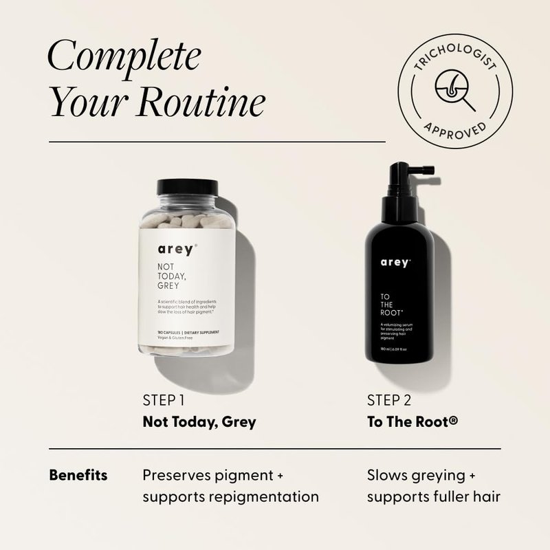 Arey To The Root Hair Serum - Anti-Grey Formula for Healthier Hair | Slows Grey Growth in 3-6 Months | Vegan & Oil-Free
