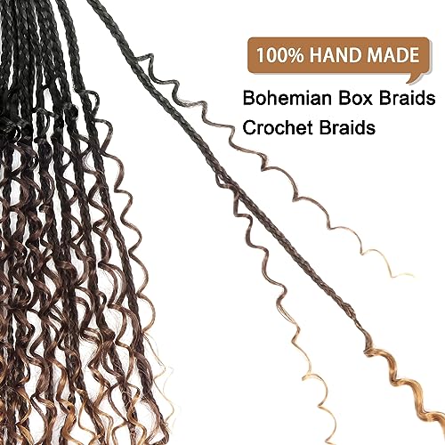 Goddess Box Braids Crochet Hair With Curly Ends 14 Inch Bohomian Box Braids Crochet Braids 8 Packs 3X Crochet Braids Synthetic Braiding Hair Extension for Black Women (14 Inch (Pack of 8), 1B-4-30)¡¦¡¦