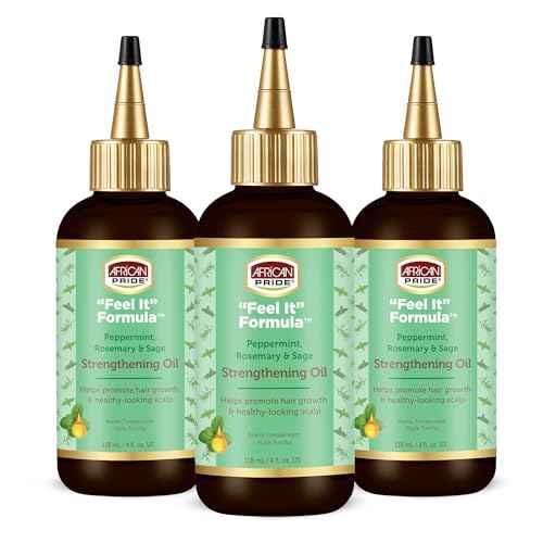 African Pride Feel It Formula Hair Strengthening Oil ? Hair Oil with Rosemary, Peppermint & Sage ? Hydrates Hair, Helps Strengthens Roots & Promotes Growth | 4oz (Pack of 3)