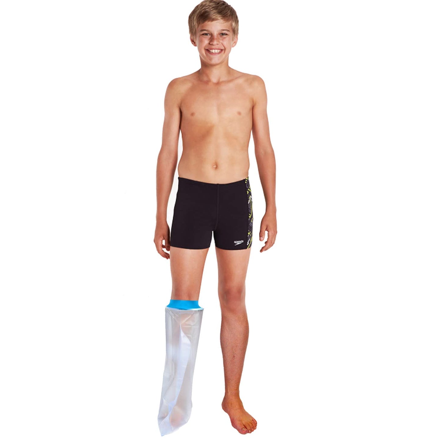 Asunby Waterproof Cast Covers for Shower Leg Kids,Soft Comfortable Wound Bandage Protector, Reusable Child Showering Cast Bag for Foot knee Ankle, Keep Wound Dry(Half Leg)