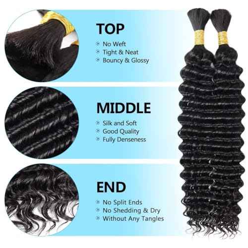 160g 5 Bundles 99j Red Burgundy Human Braiding Hair 16 Inch Deep Water Wave Bulk Human Hair for Braiding No Weft 12A Brazilian Virgin Curly Human Hair Extensions for Boho Braids