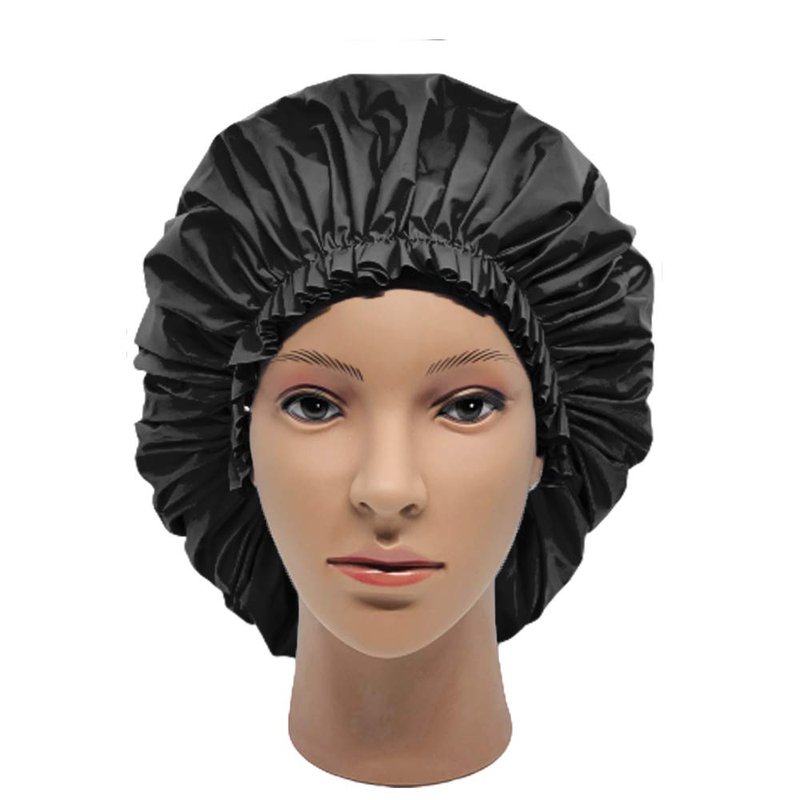 ELEBOX 2 Pack Premium Collection Super Jumbo Shower Cap Extra Large Shower Caps for Braids Shower Bonnets Women Waterproof Hair Caps for Spa Salon Shower Hat (X-Large, Black,Blue)