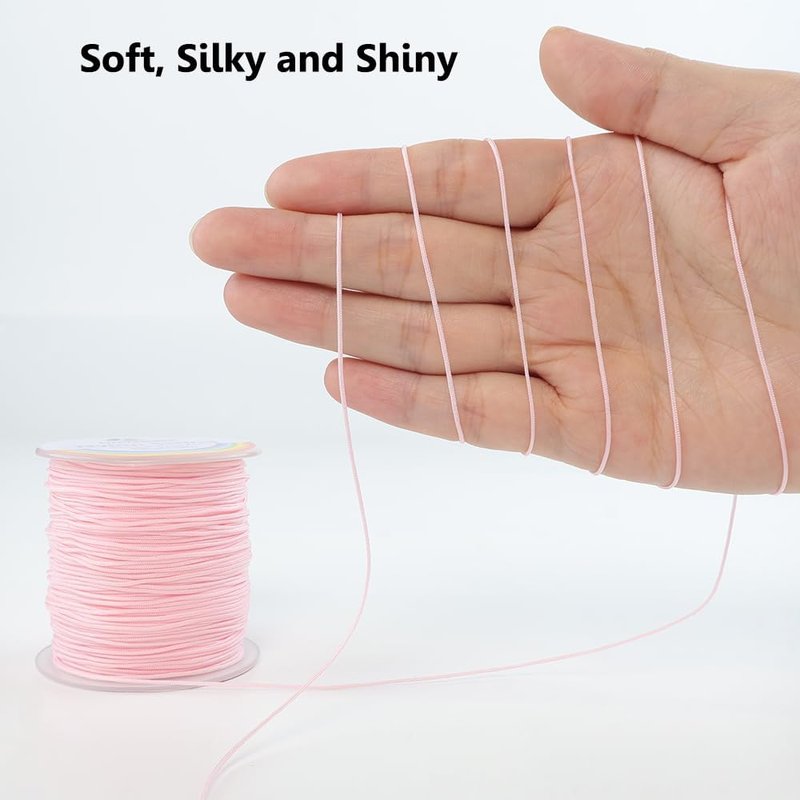 LUSTEMBER 0.8mm Nylon String - Durable Bracelet Cord for Jewelry Making & Beading Projects