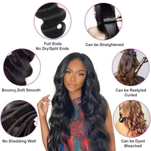 15A Raw Human Hair Bundles Body Wave Human Hair,Triple Lifespan Indian Virgin Hair,No Tangle Shedding,Multiple Washes Keep Texture Silky Soft (1 Bundle Natural Color, 26 Inch)