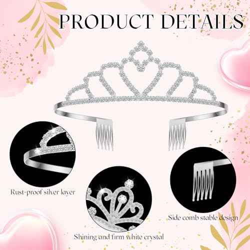Riceshoot 50 Pcs Tiara Crowns Bulk for Women Crystal Princess Tiara Queen Rhinestone Crown with Comb Silver Bridal Wedding Headband for Women Prom Birthday Party Hair Accessory
